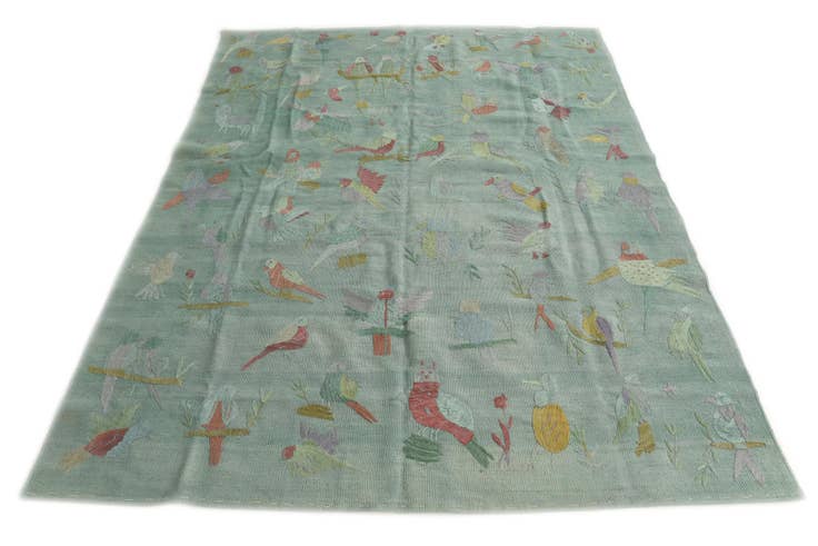 Detail image of 5' 7 x 7' 4 Hand Woven Kilim Suzani Wool Rug