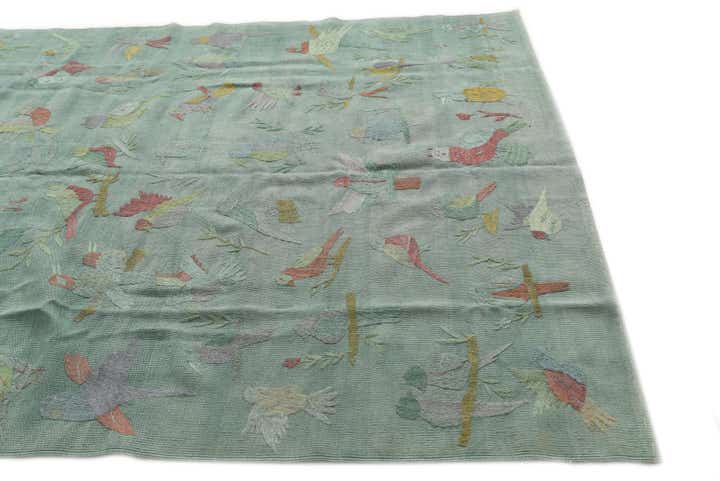 5' 7 x 7' 4 Hand Woven Kilim Suzani Wool Rug