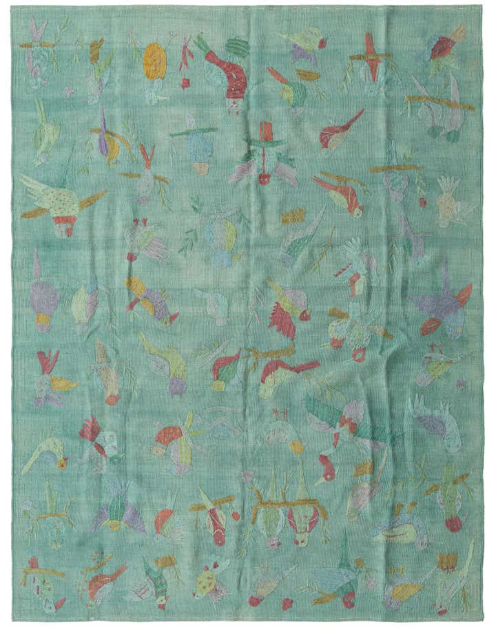 5' 7 x 7' 4 Hand Woven Kilim Suzani Wool Rug