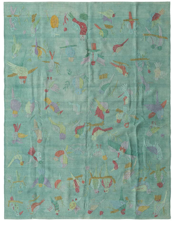 Detail image of 5' 7 x 7' 4 Hand Woven Kilim Suzani Wool Rug