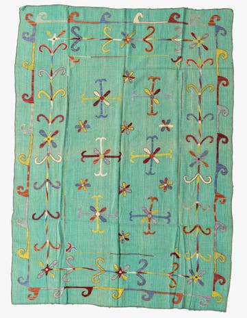 5' 9 x 7' 9 Hand Woven Kilim Suzani Wool Rug