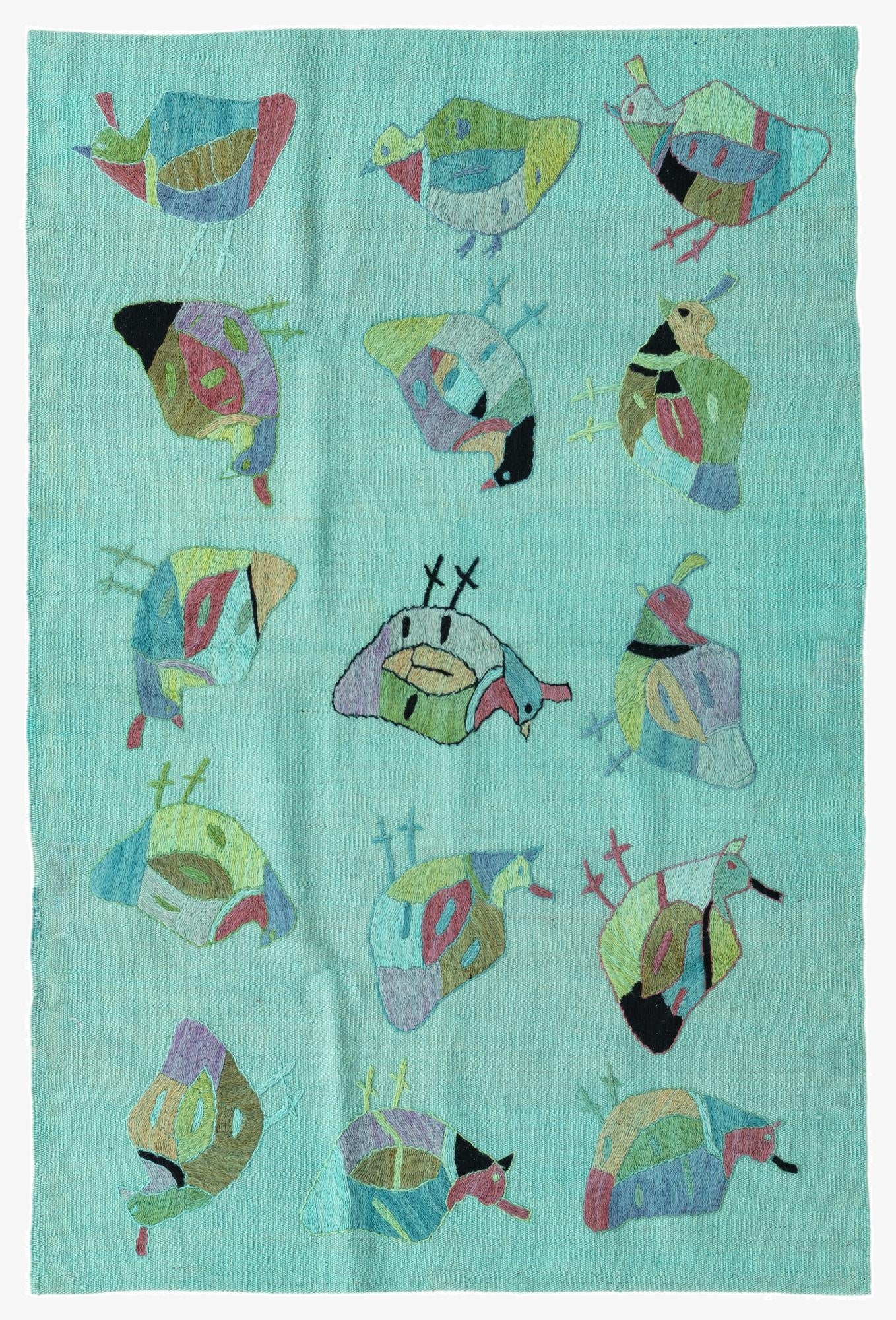 3' 2 x 4' 9  Hand Woven Kilim Suzani Wool Rug