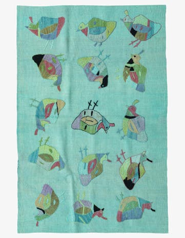 3' 2 x 4' 9 Hand Woven Kilim Suzani Wool Rug