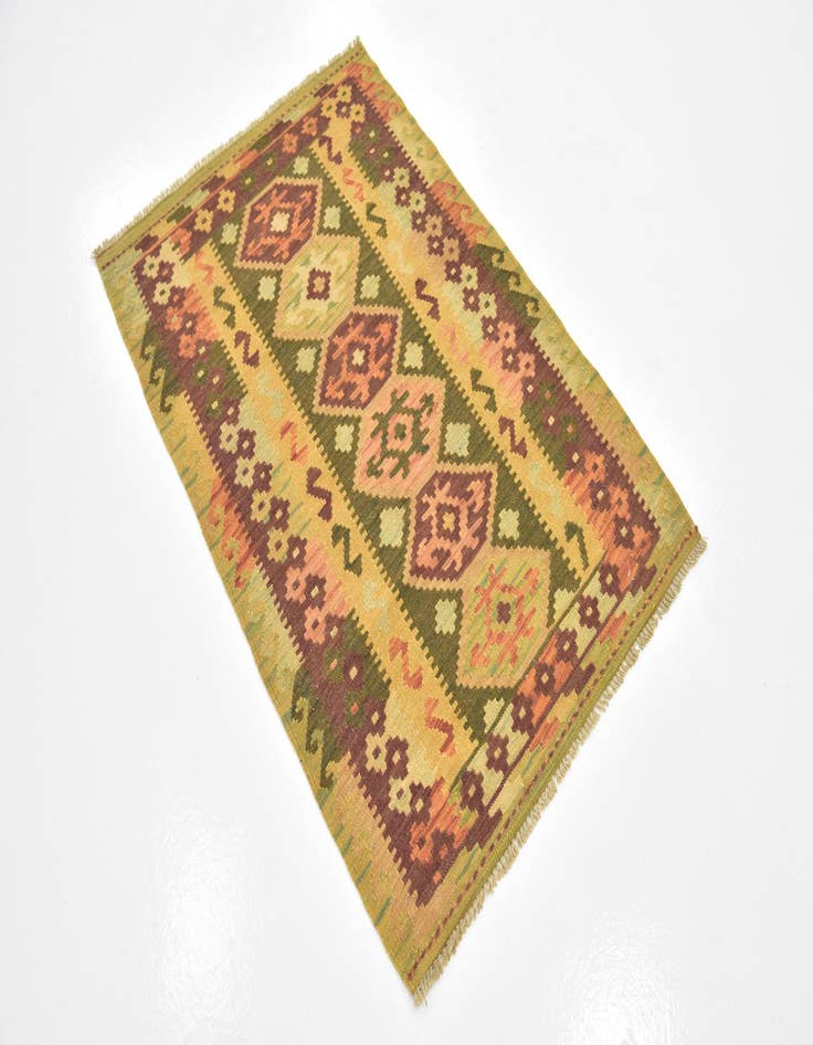 Detail image of 2' 9 x 4' 3  Hand Woven Kilim Waziri Wool Rug