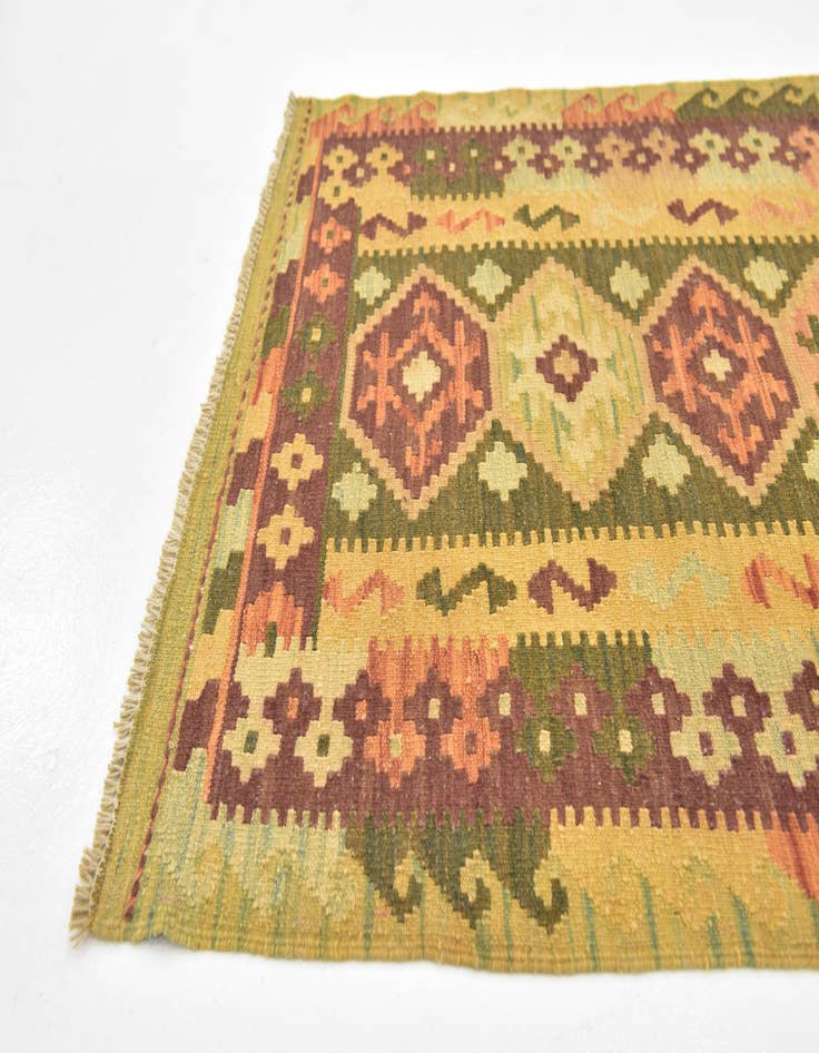 Detail image of 2' 9 x 4' 3  Hand Woven Kilim Waziri Wool Rug