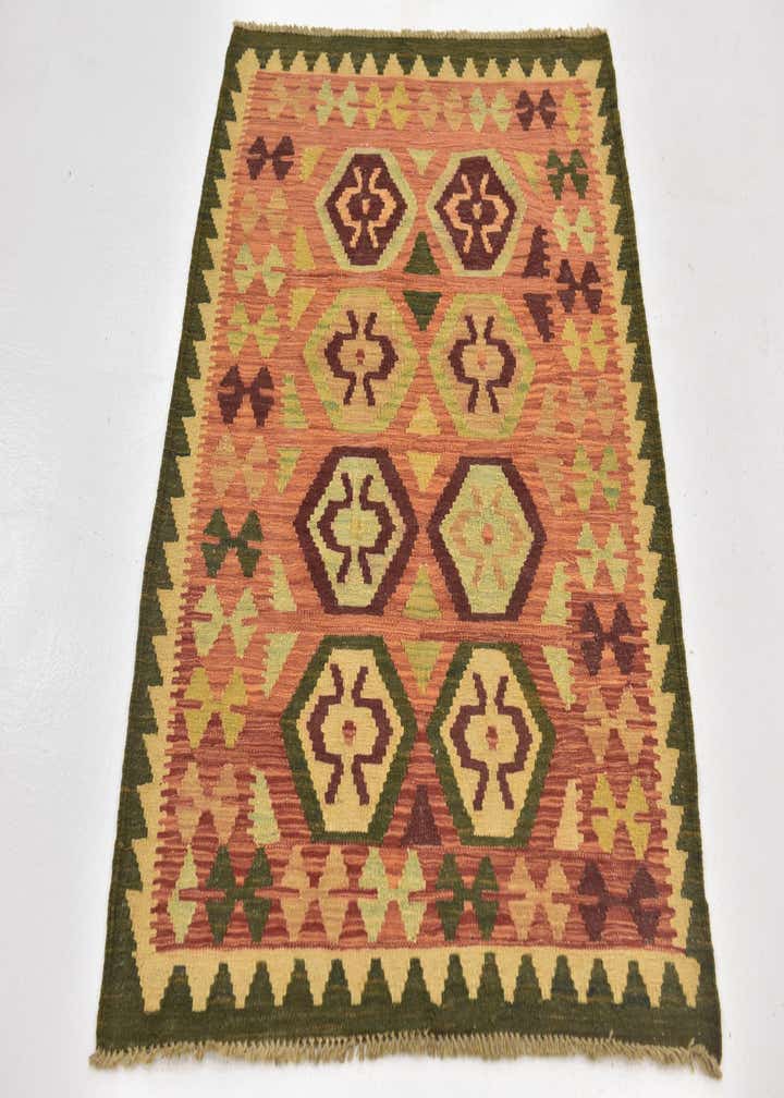 2' 10 x 4' 2 Hand Woven Kilim Waziri Wool Rug