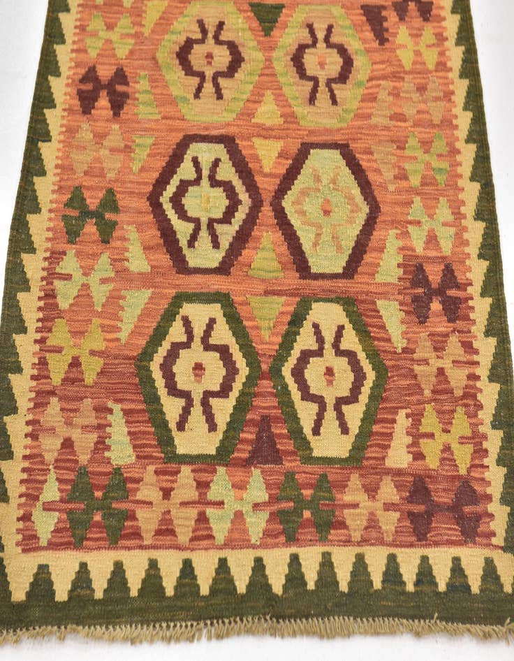 Detail image of 2' 10 x 4' 2 Hand Woven Kilim Waziri Wool Rug