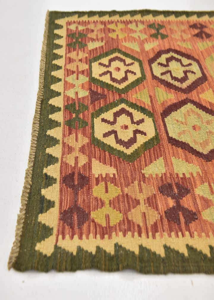 2' 10 x 4' 2 Hand Woven Kilim Waziri Wool Rug