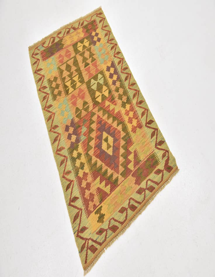 Detail image of 2' 6 x 4'  Hand Woven Kilim Waziri Wool Rug