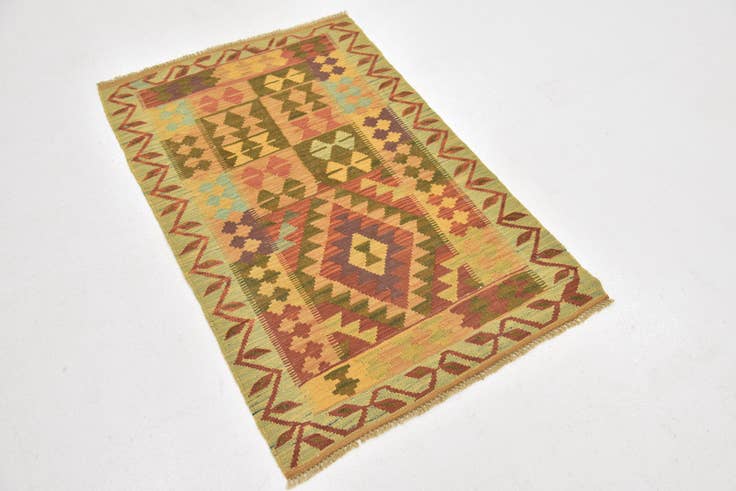 Detail image of 2' 6 x 4' Hand Woven Kilim Waziri Wool Rug