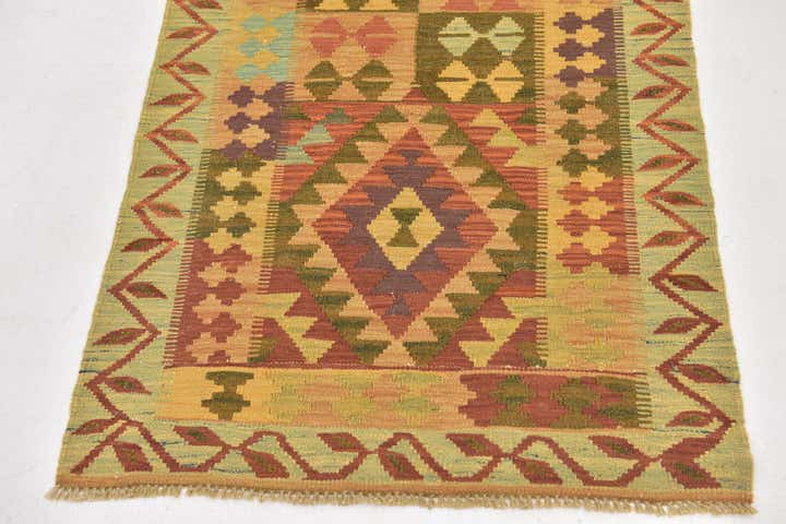 2' 6 x 4' Hand Woven Kilim Waziri Wool Rug