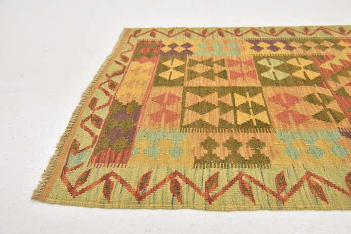 2' 6 x 4' Hand Woven Kilim Waziri Wool Rug