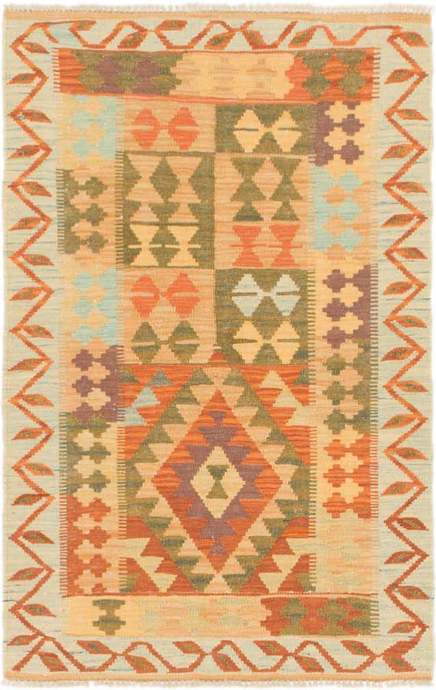 2' 6 x 4' Hand Woven Kilim Waziri Wool Rug