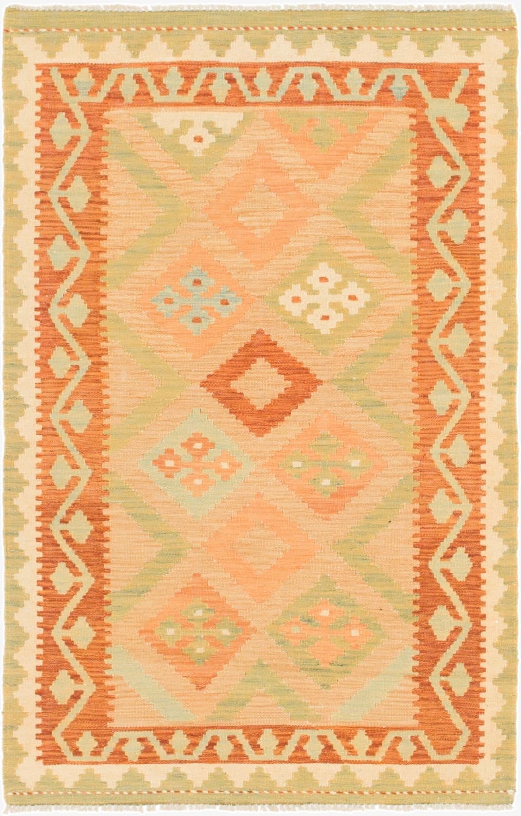 3' x 4' 10  Hand Woven Kilim Waziri Wool Rug