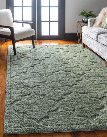 Green Lattice Shag Rug