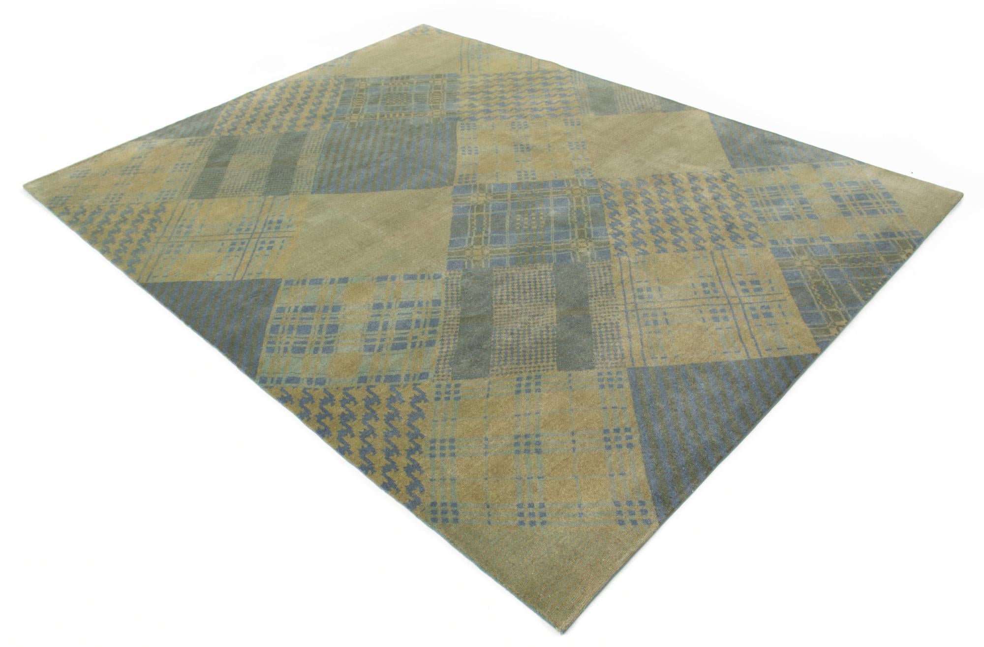 7' 10 x 10' Hand Knotted Modern Manshu Wool Rug
