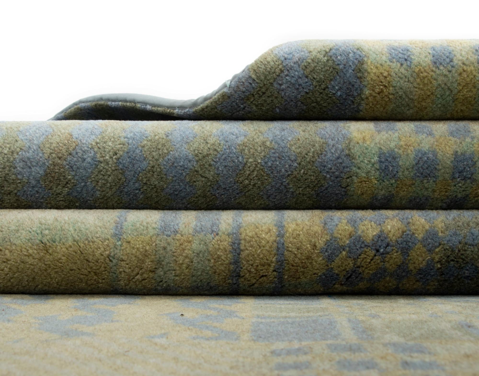 7' 10 x 10' Hand Knotted Modern Manshu Wool Rug