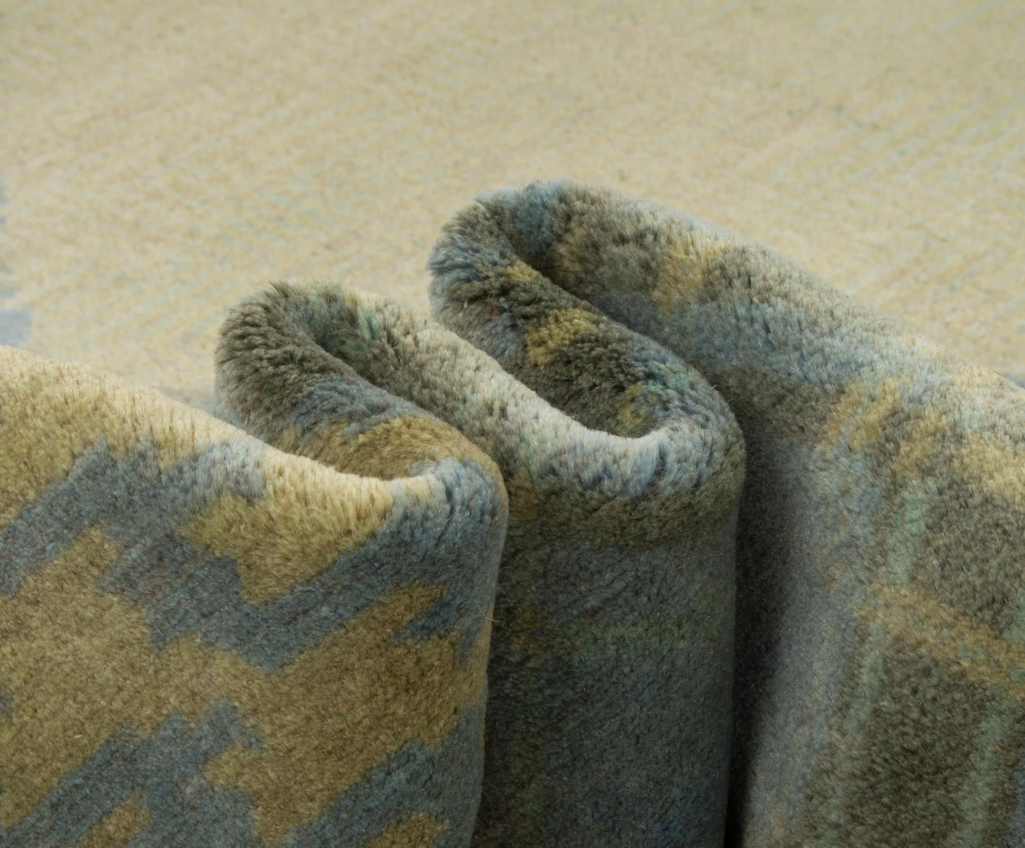 7' 10 x 10' Hand Knotted Modern Manshu Wool Rug