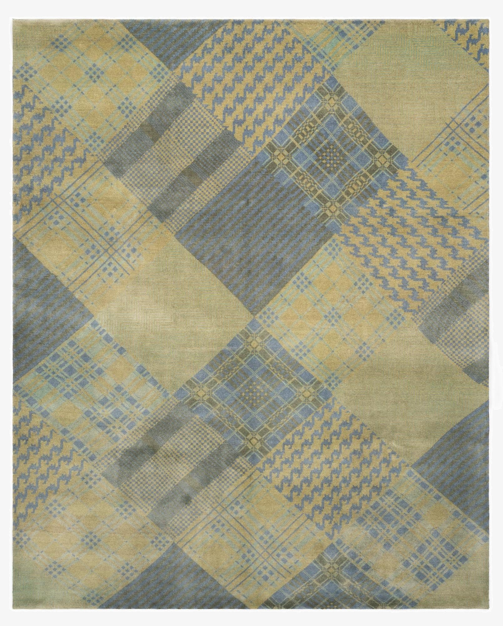 7' 10 x 9' 10  Hand Knotted Modern Manshu Wool Rug
