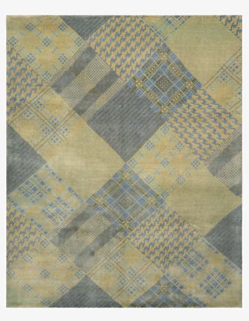 7' 10 x 9' 10 Hand Knotted Modern Manshu Wool Rug