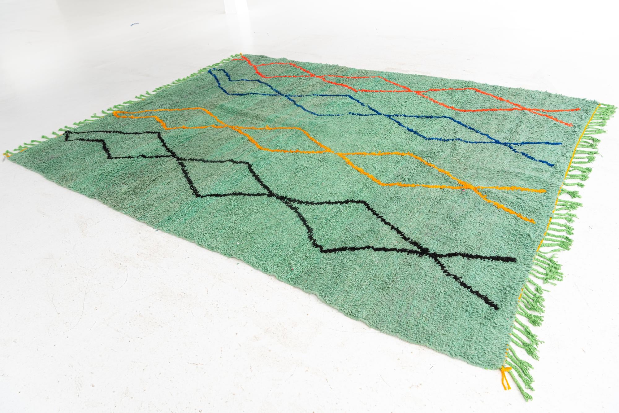6' 9 x 9' 4 Hand Knotted Moroccan Wool Rug