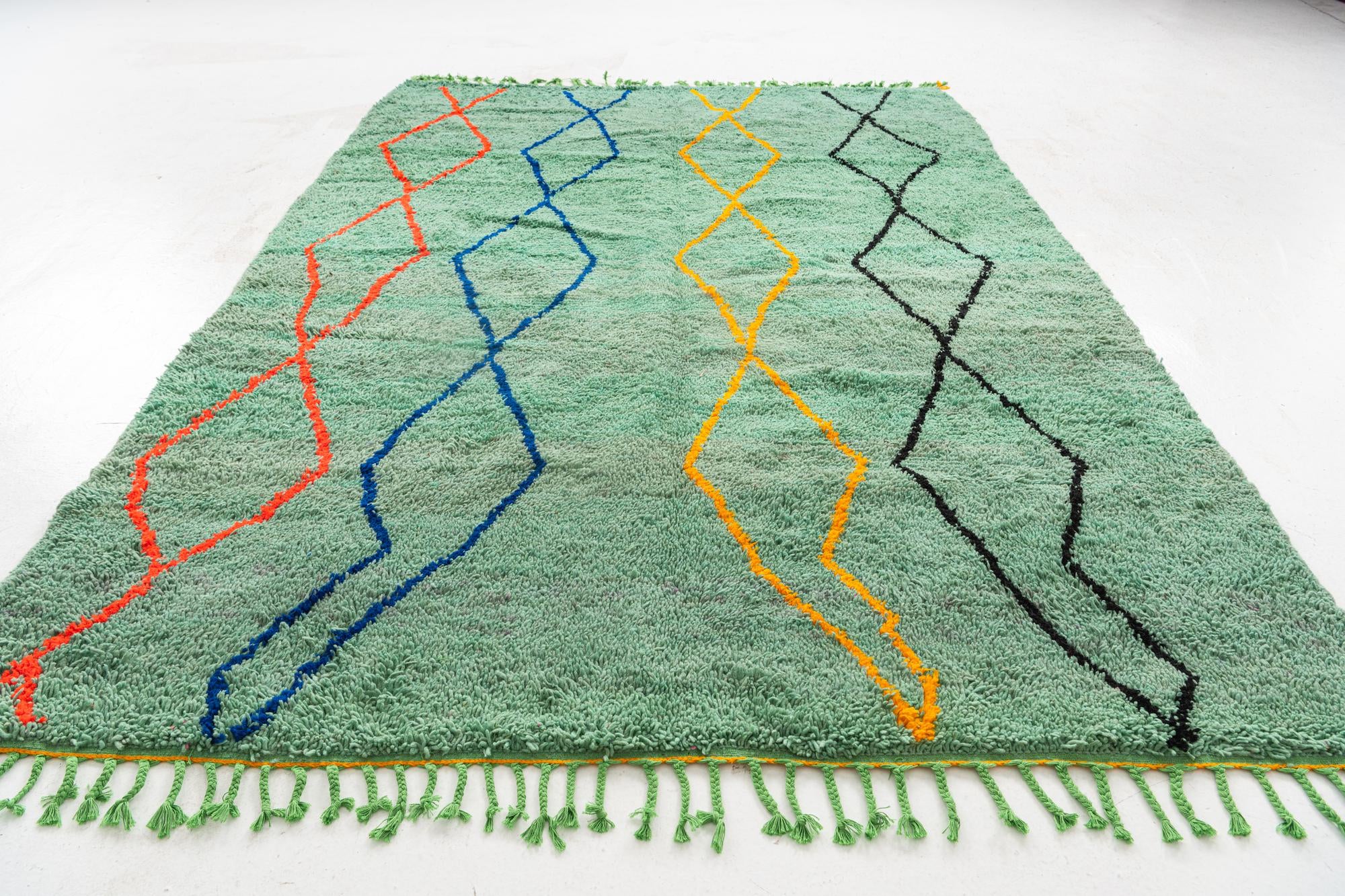 6' 9 x 9' 4 Hand Knotted Moroccan Wool Rug