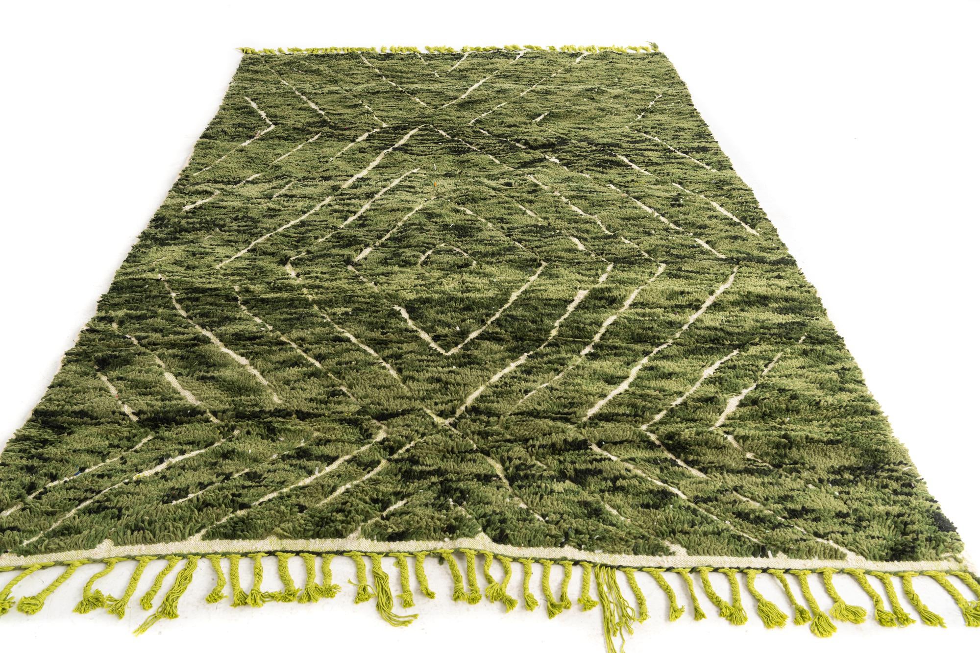 6' 9 x 10' 3 Hand Knotted Moroccan Wool Rug