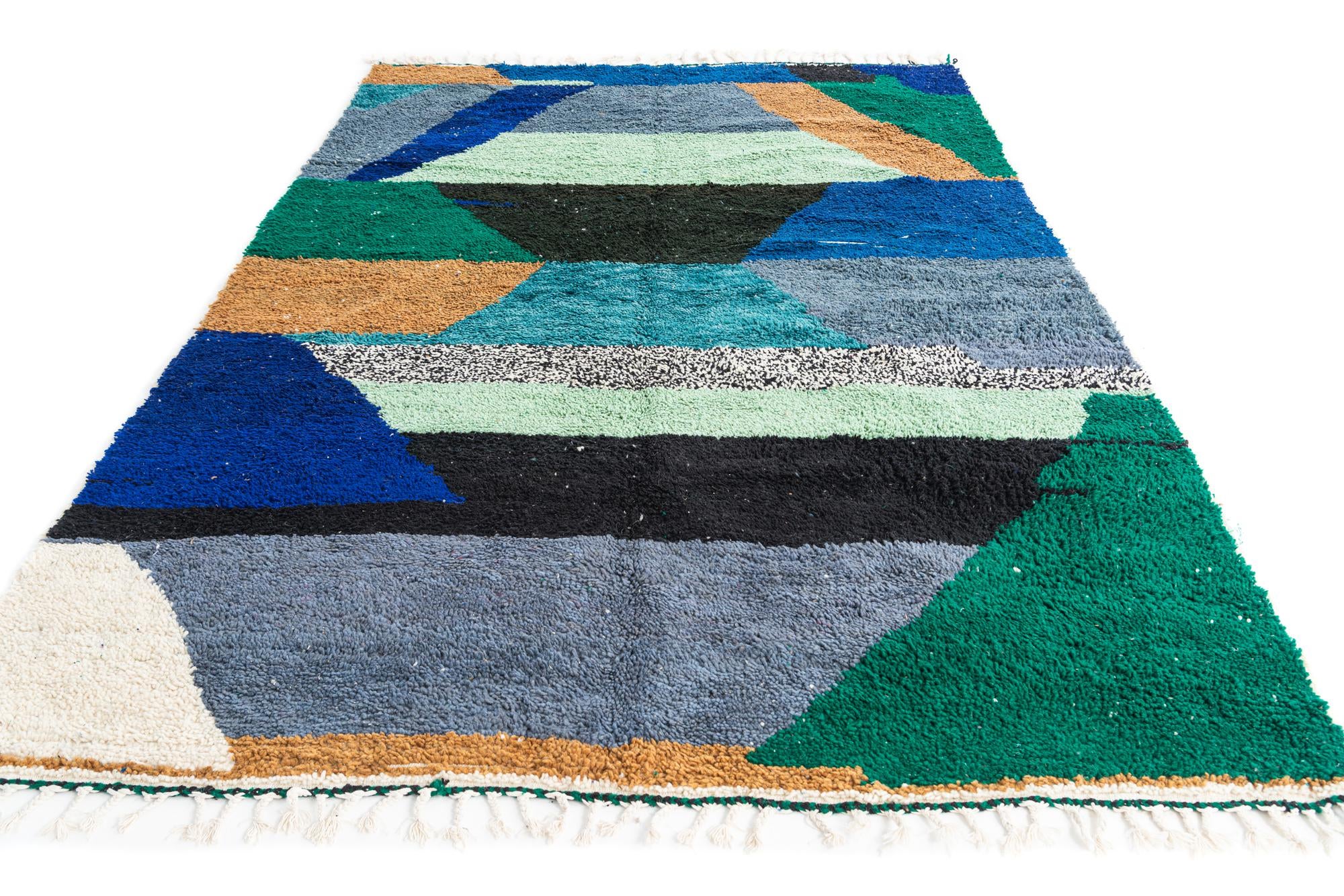 6' 9 x 9' 7 Hand Knotted Moroccan Wool Rug