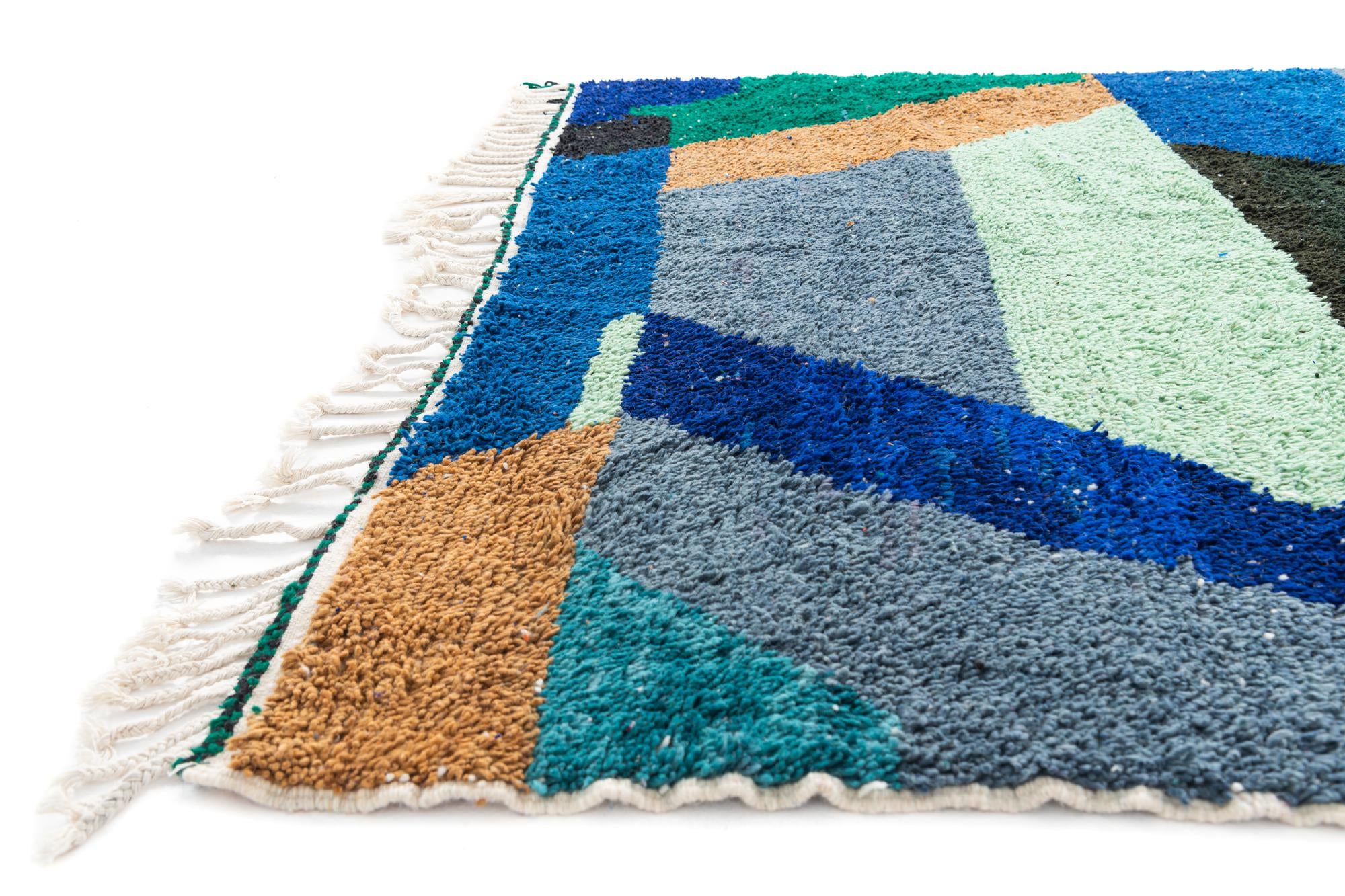6' 9 x 9' 7 Hand Knotted Moroccan Wool Rug