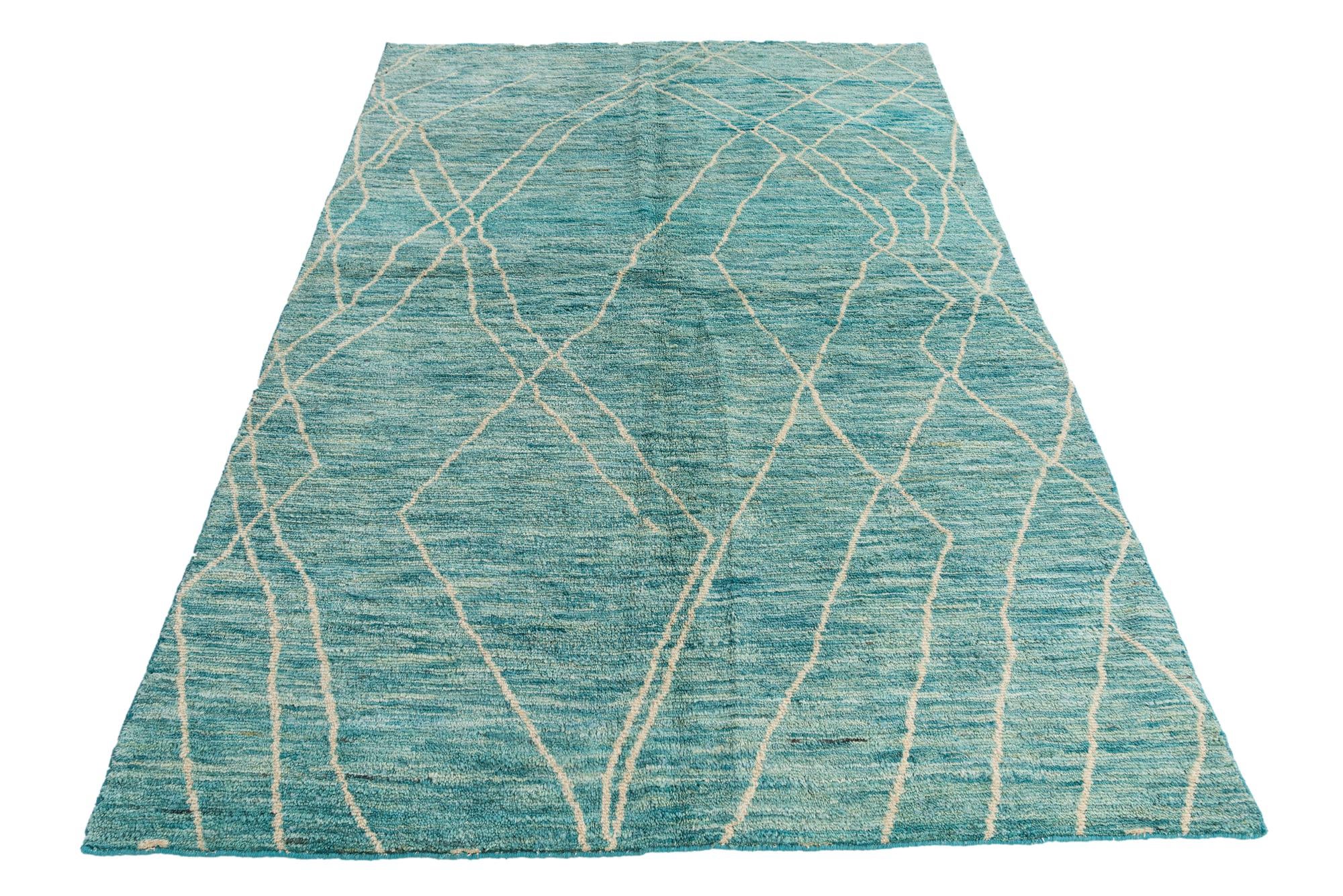5' 7 x 8' 2 Hand Knotted Moroccan Wool Rug