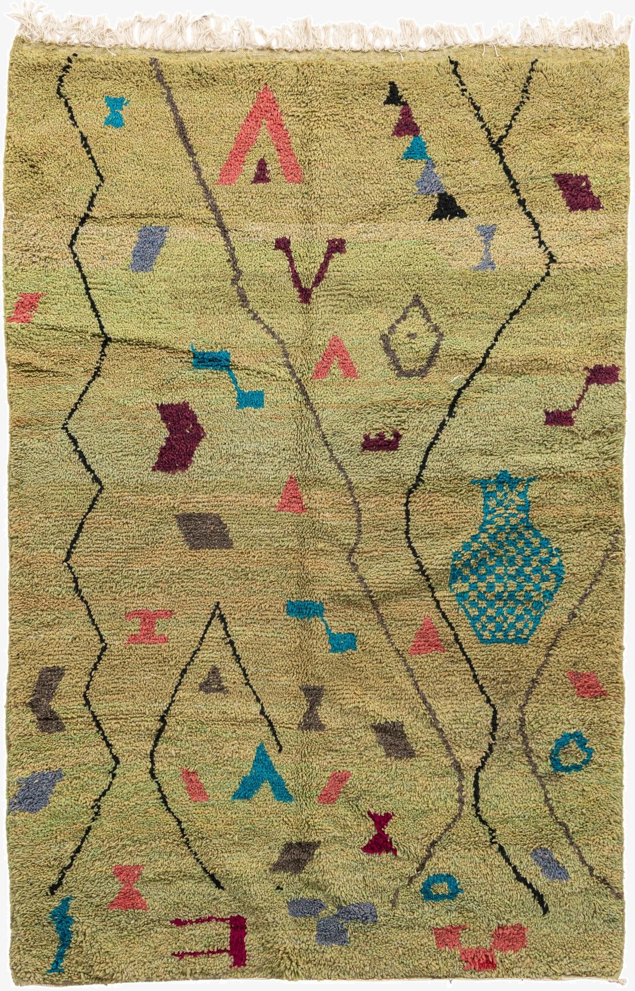 5' 3 x 8'  Hand Knotted Moroccan Wool Rug