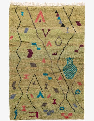 5' 3 x 8' Hand Knotted Moroccan Wool Rug