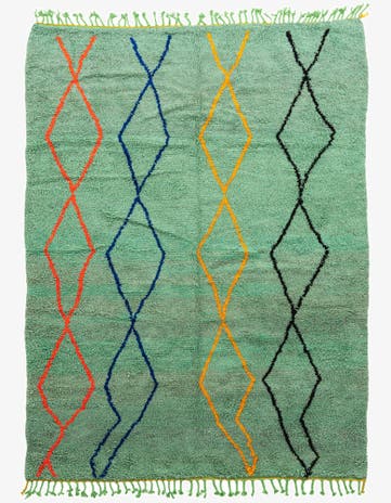 6' 9 x 9' 4 Hand Knotted Moroccan Wool Rug