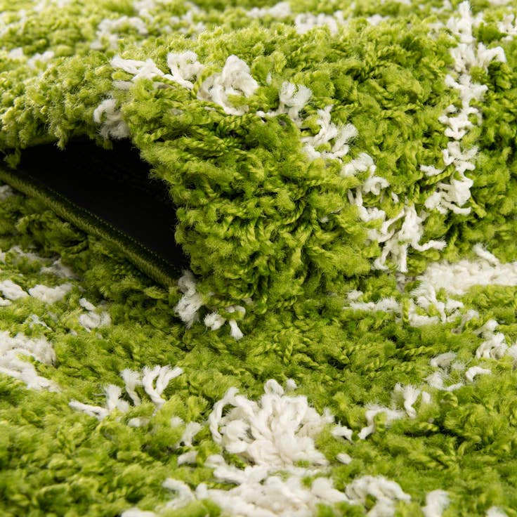 Detail image of Custom Green Moroccan Trellis Shag Rug