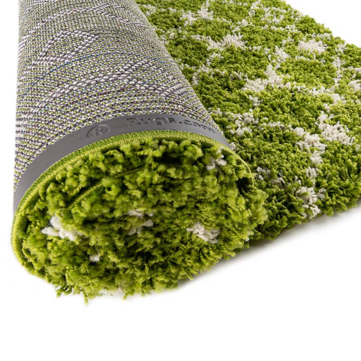 Detail image of Custom Green Moroccan Trellis Shag Rug