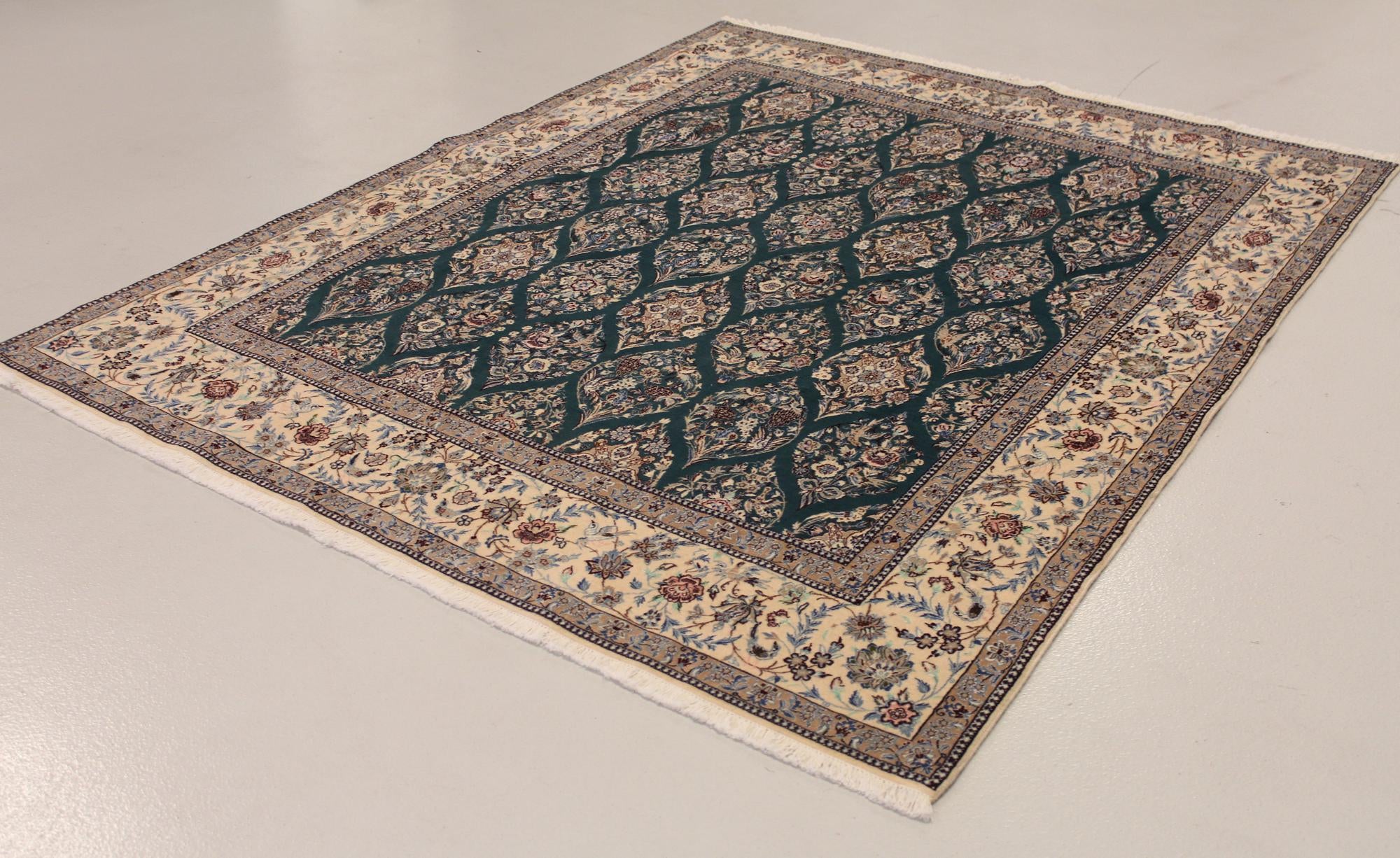 6' 6 x 7' 9 Hand Knotted Nain Persian Rug