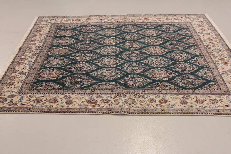 Detail image of 6' 6 x 7' 9 Hand Knotted Nain Persian Rug
