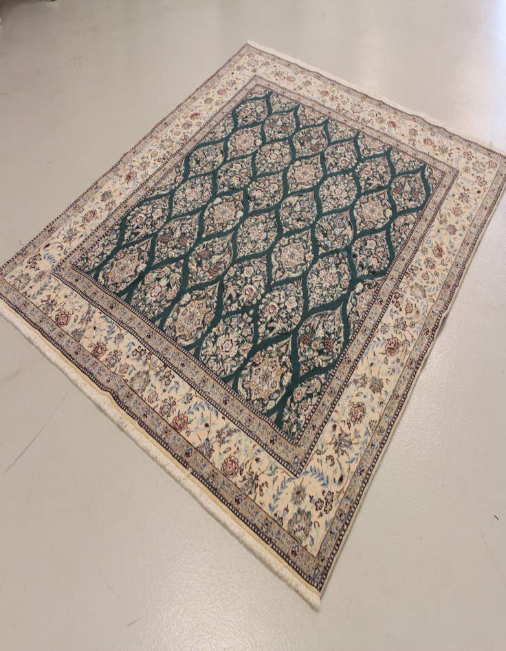 Detail image of 6' 6 x 7' 9 Hand Knotted Nain Persian Rug