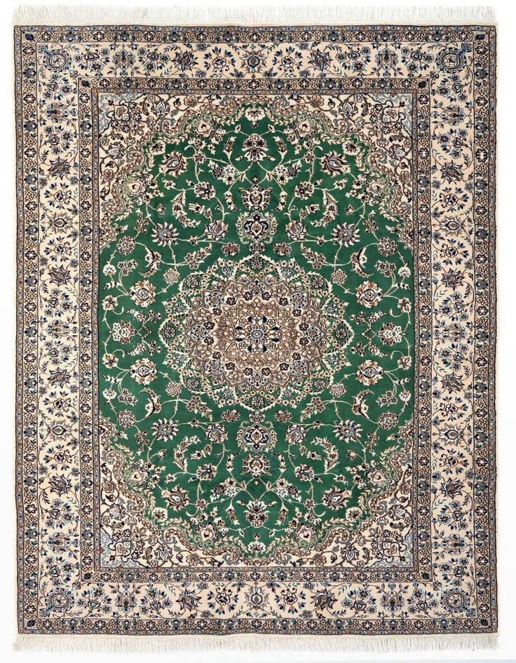Detail image of 6' 6 x 9' 11 Hand Knotted Nain Persian Rug