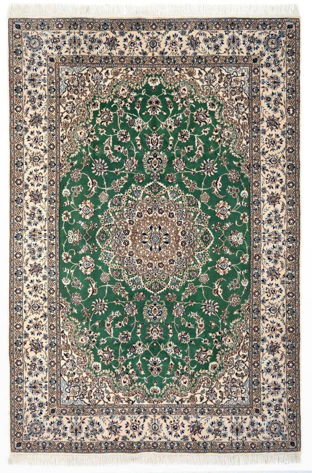Detail image of 6' 6 x 9' 11 Hand Knotted Nain Persian Rug