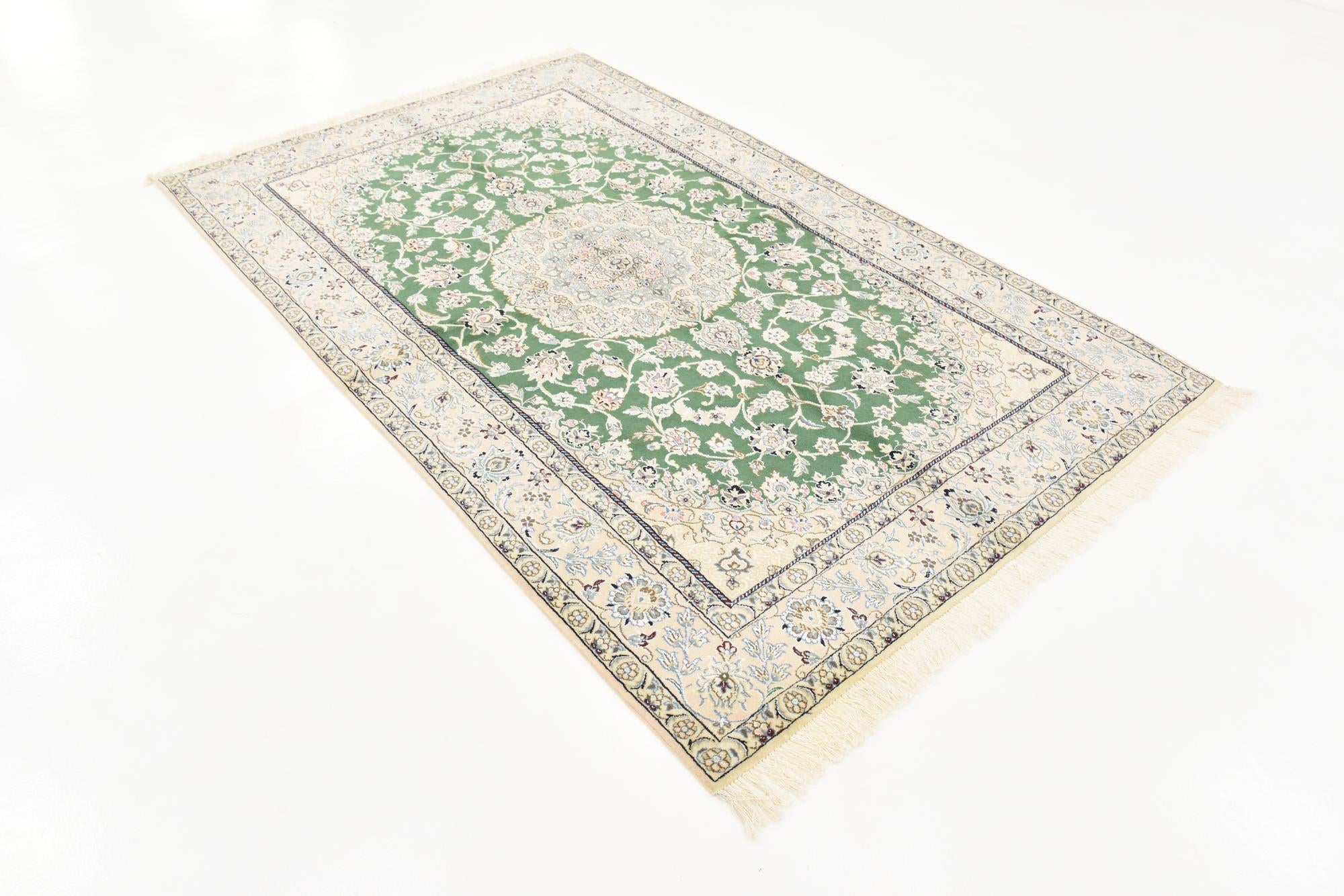 5' 1 x 8' 3 Hand Knotted Nain Persian Rug