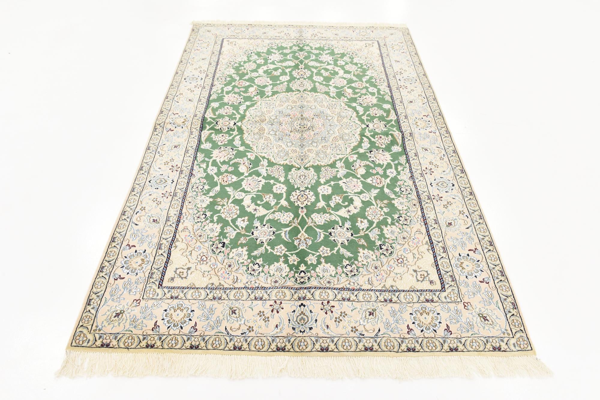 5' 1 x 8' 3 Hand Knotted Nain Persian Rug