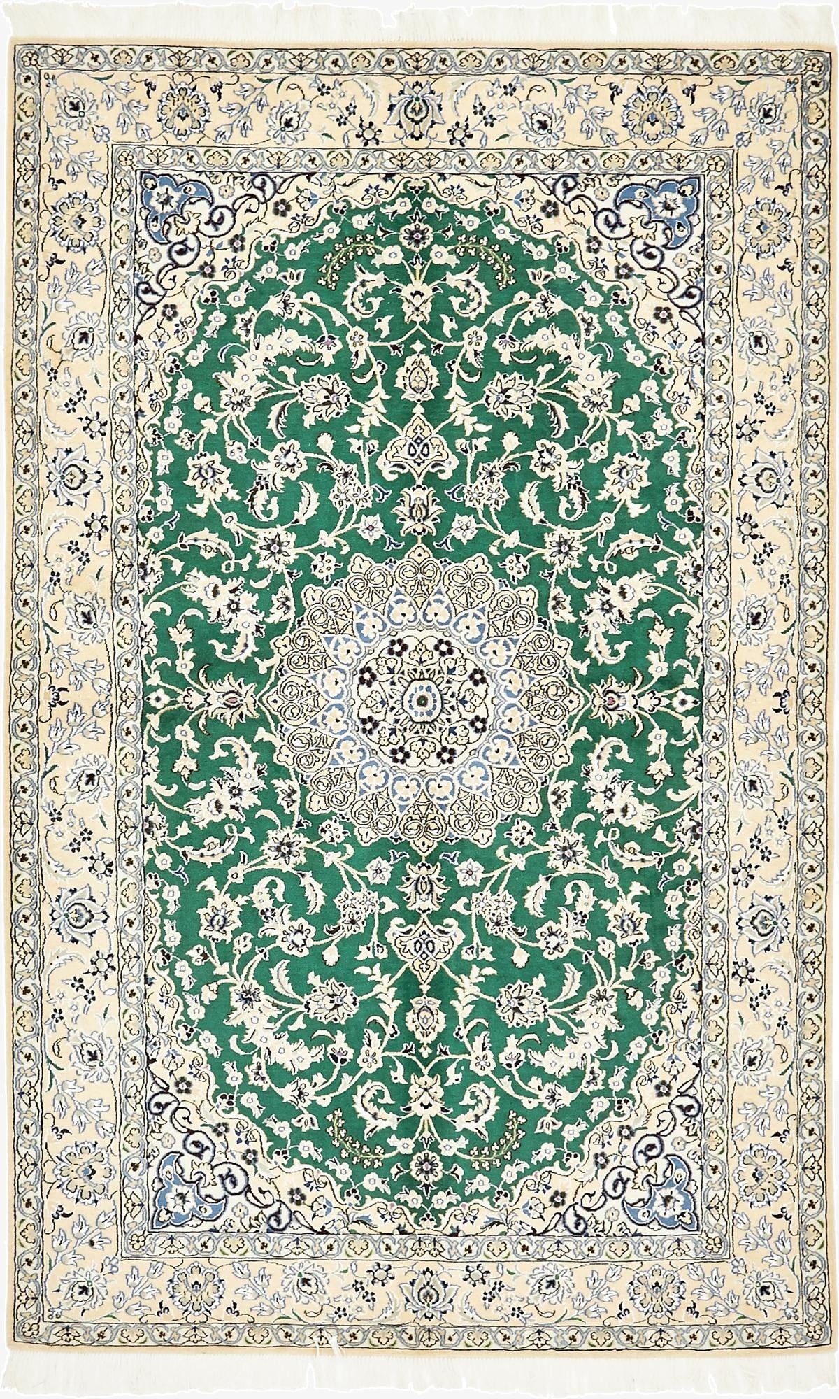 5' 2 x 8' 4  Hand Knotted Nain Persian Rug