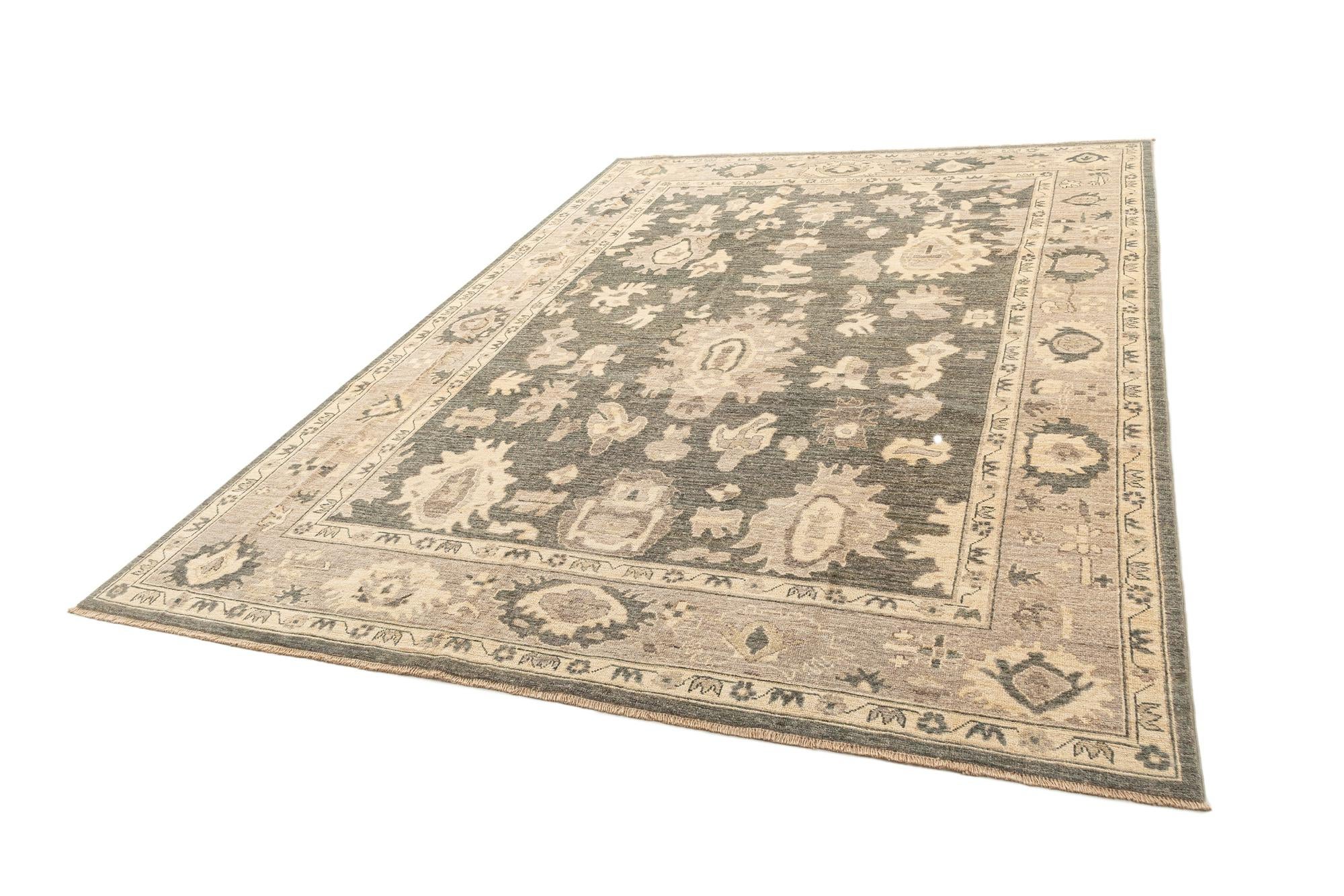 8' 9 x 11' 10 Hand Knotted Oushak Rug