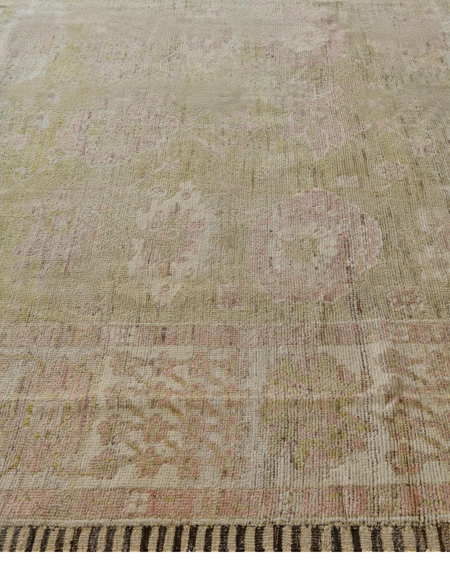 8' x 10' 2 Hand Knotted Oushak Wool Rug