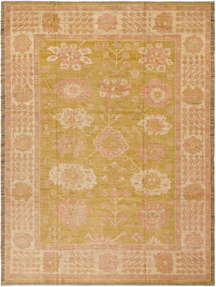 Detail image of 9' 1 x 12' Hand Knotted Oushak Wool Rug