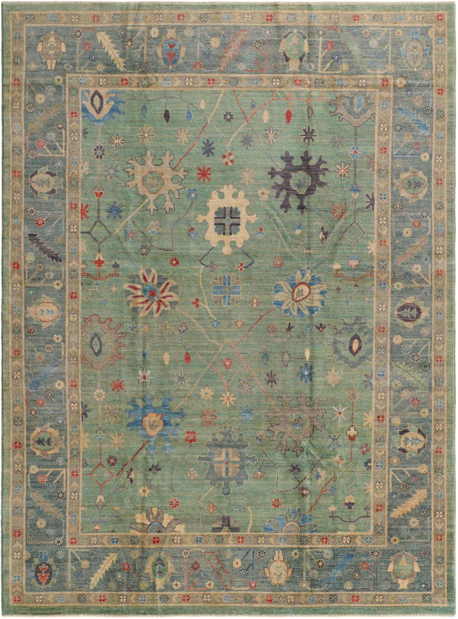 10' 1 x 13' 7 Hand Knotted Oushak Wool Rug
