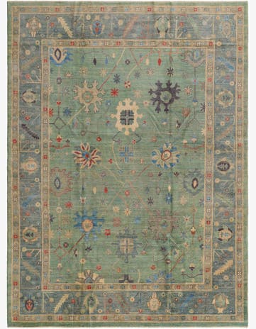 10' 1 x 13' 7 Hand Knotted Oushak Wool Rug