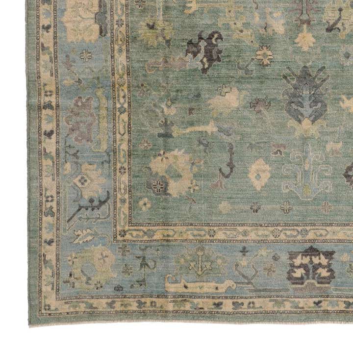 9' 1 x 11' 10 Hand Knotted Oushak Wool Rug