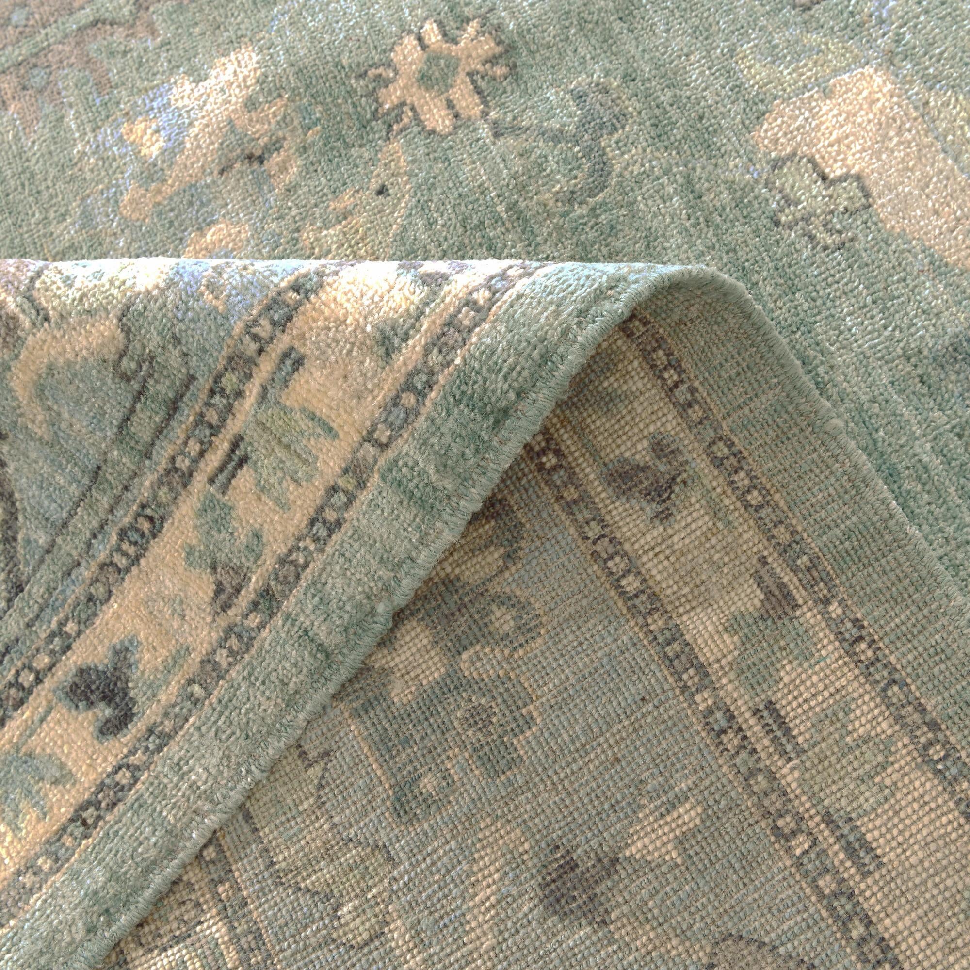 9' 1 x 11' 10 Hand Knotted Oushak Wool Rug